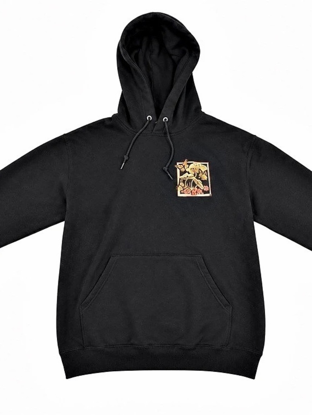 Bowery Supply Co Nature Vibes Black Mushroom Butterfly Graphic Hoodie Large